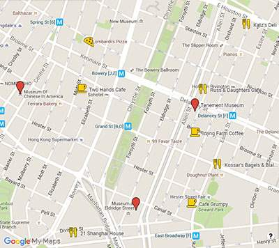 Best coffee spots on Lower East Side map