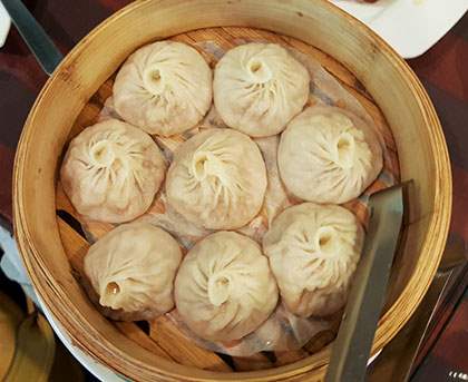 Steamed dumplings in Chinatown