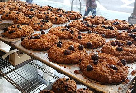 Delicious blueberry muffins at Bagel Works