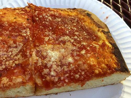 Thick Sicilian slice at Spumoni Gardens